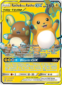 Karte Raichu & Alola-Raichu GX aus Bund der Gleichgesinnten, Nummer 220/236