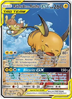 Karte Raichu & Alola-Raichu GX aus Bund der Gleichgesinnten, Nummer 221/236