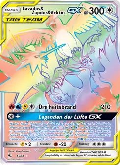 Karte Lavados & Zapdos & Arktos-GX aus Verborgenes Schicksal, Nummer 69/68