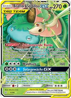 Karte Bisaflor & Serpifeu GX aus Welten im Wandel, Nummer 1/236