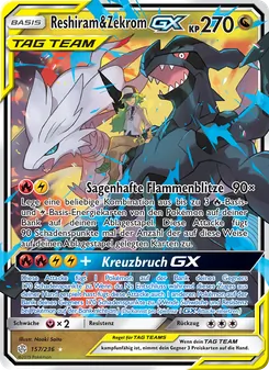 Karte Reshiram & Zekrom GX aus Welten im Wandel, Nummer 157/236