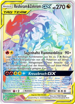 Karte Reshiram & Zekrom GX aus Welten im Wandel, Nummer 259/236