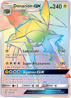 Karte Donarion GX aus Stunde der Wächter, Nummer 152/145