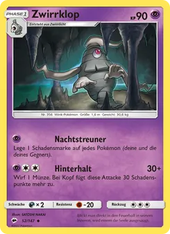 Karte Zwirrklop aus Nacht in Flammen, Nummer 52/147