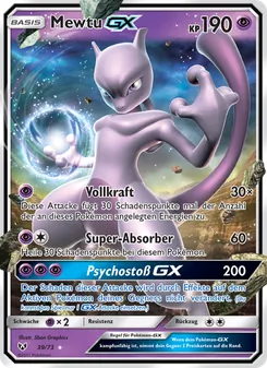 Karte Mewtu GX aus Schimmernde Legenden, Nummer 39/73