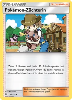 Karte Pokémon-Züchterin aus Schimmernde Legenden, Nummer 63/73