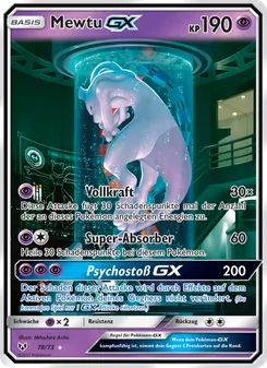 Karte Mewtu GX aus Schimmernde Legenden, Nummer 78/73