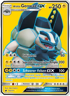 Karte Alola-Geowaz GX aus Aufziehen der Sturmröte, Nummer 102/111