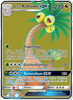 Karte Alola-Kokowei GX aus Aufziehen der Sturmröte, Nummer 107/111
