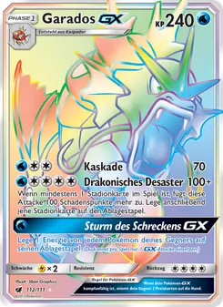 Karte Garados GX aus Aufziehen der Sturmröte, Nummer 112/111