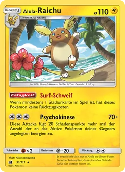 Karte Alola-Raichu aus Aufziehen der Sturmröte, Nummer 31/111