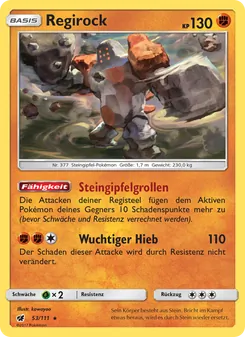 Karte Regirock aus Aufziehen der Sturmröte, Nummer 53/111
