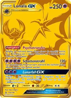 Karte Lunala GX aus Ultra-Prisma, Nummer 172/156