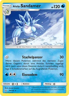 Karte Alola-Sandamer aus Ultra-Prisma, Nummer 29/156