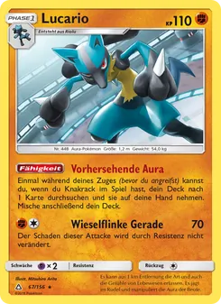 Karte Lucario aus Ultra-Prisma, Nummer 67/156