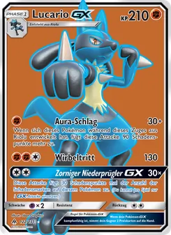 Karte Lucario GX aus Grauen Der Lichtfinsternis, Nummer 122/131