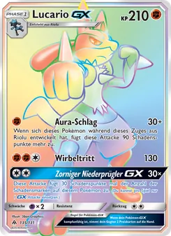 Karte Lucario GX aus Grauen Der Lichtfinsternis, Nummer 135/131