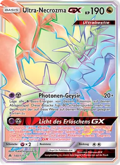 Karte Ultra-Necrozma GX aus Grauen Der Lichtfinsternis, Nummer 140/131