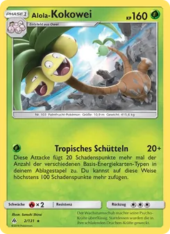 Karte Alola-Kokowei aus Grauen Der Lichtfinsternis, Nummer 2/131