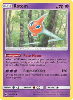 Karte Rotom aus Grauen Der Lichtfinsternis, Nummer 40/131