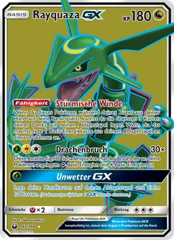 Karte Rayquaza GX aus Sturm Am Firmament, Nummer 160/168