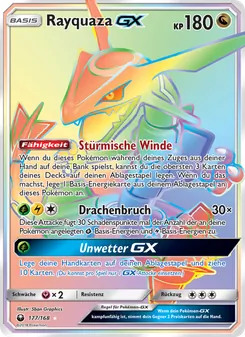 Karte Rayquaza GX aus Sturm Am Firmament, Nummer 177/168