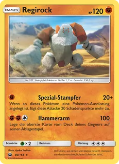 Karte Regirock aus Sturm Am Firmament, Nummer 80/168
