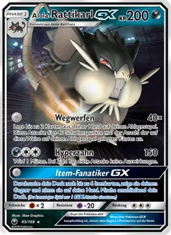 Karte Alola-Rattikarl GX aus Sturm Am Firmament, Nummer 85/168