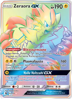 Karte Zeraora GX aus Echo des Donners, Nummer 221/214