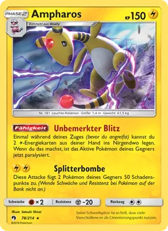 Karte Ampharos aus Echo des Donners, Nummer 78/214