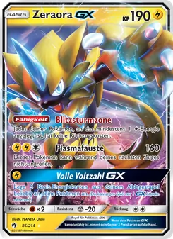 Karte Zeraora GX aus Echo des Donners, Nummer 86/214