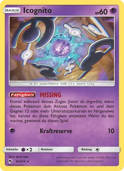 Karte Icognito aus Echo des Donners, Nummer 92/214