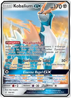 Karte Kobalium GX aus Teams Sind Trumpf, Nummer 106/181