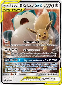 Karte Evoli & Relaxo GX aus Teams Sind Trumpf, Nummer 120/181