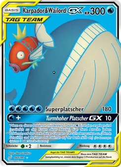 Karte Karpador & Wailord GX aus Teams Sind Trumpf, Nummer 160/181