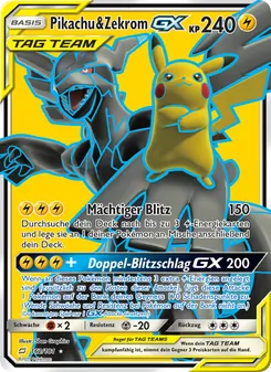 Karte Pikachu & Zekrom GX aus Teams Sind Trumpf, Nummer 162/181