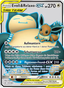 Karte Evoli & Relaxo GX aus Teams Sind Trumpf, Nummer 171/181
