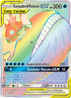 Karte Karpador & Wailord GX aus Teams Sind Trumpf, Nummer 183/181