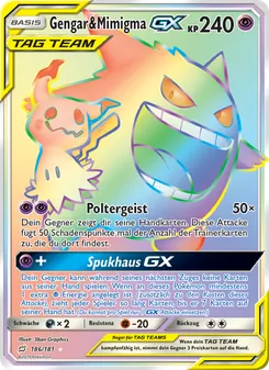 Karte Gengar & Mimigma GX aus Teams Sind Trumpf, Nummer 186/181