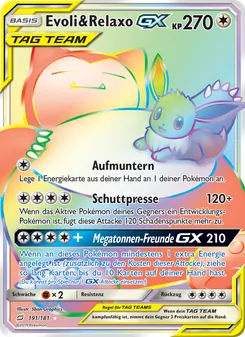 Karte Evoli & Relaxo GX aus Teams Sind Trumpf, Nummer 191/181