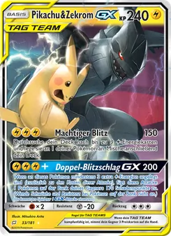 Karte Pikachu & Zekrom GX aus Teams Sind Trumpf, Nummer 33/181
