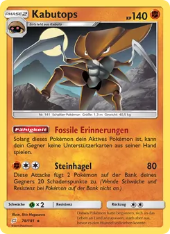 Karte Kabutops aus Teams Sind Trumpf, Nummer 78/181