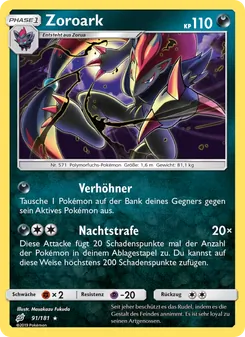 Karte Zoroark aus Teams Sind Trumpf, Nummer 91/181