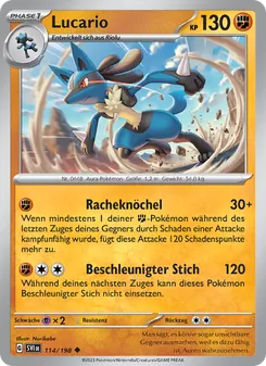 Karte Lucario aus Karmesin & Purpur, Nummer 114/198