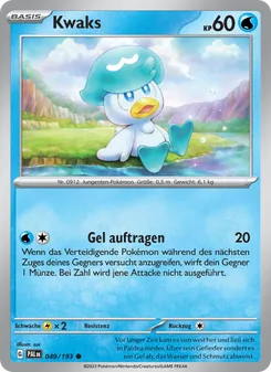 Karte Kwaks aus Entwicklungen in Paldea, Nummer 049/193