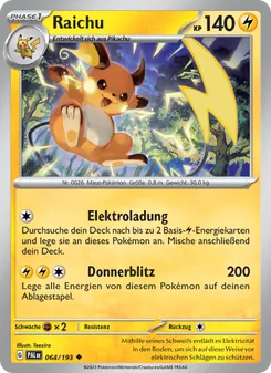 Karte Raichu aus Entwicklungen in Paldea, Nummer 064/193