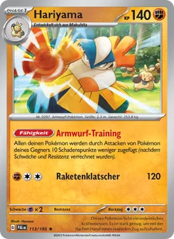 Karte Hariyama aus Entwicklungen in Paldea, Nummer 113/193