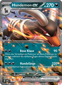 Karte Hundemon-ex aus Obsidian Flammen, Nummer 134/197