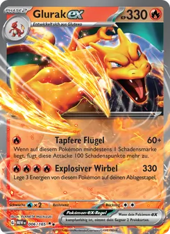 Karte Glurak-ex aus 151, Nummer 006/165
