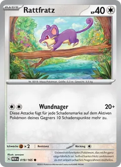 Karte Rattfratz aus 151, Nummer 019/165